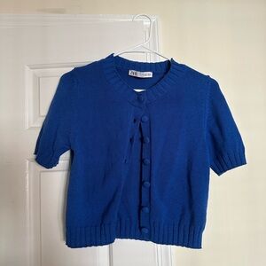 Zara Women's Blue Crew Neck Sweater